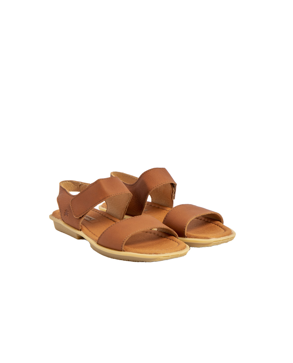 Sandales confortables plates en cuir - Marron - El naturalista