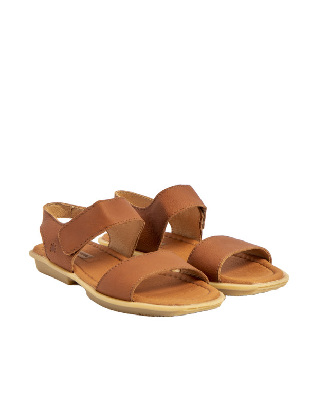 Sandales confortables plates en cuir - Marron - El naturalista