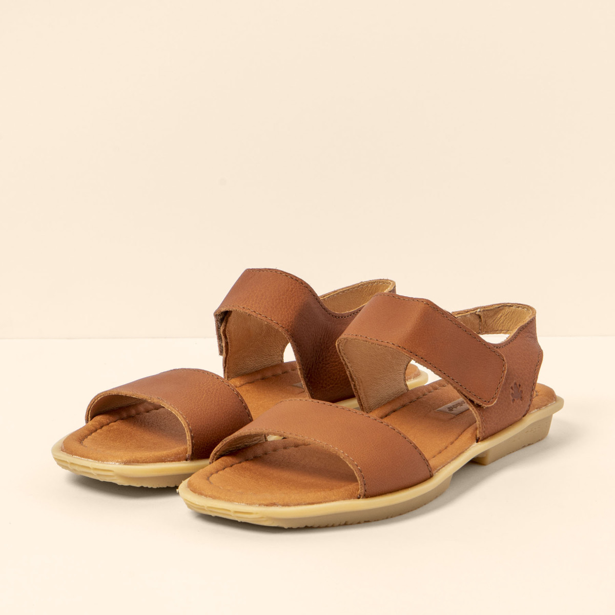 Sandales confortables plates en cuir - Marron - El naturalista
