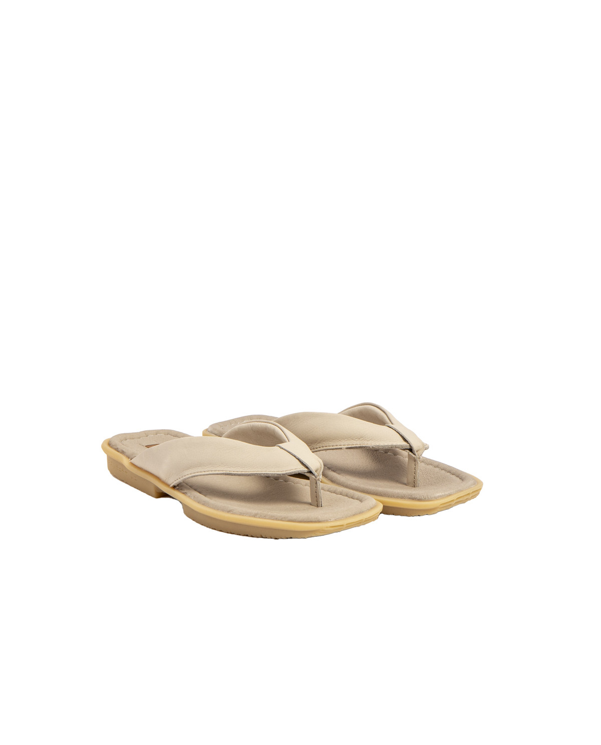 Tongs en cuir talon plat - Beige - El naturalista