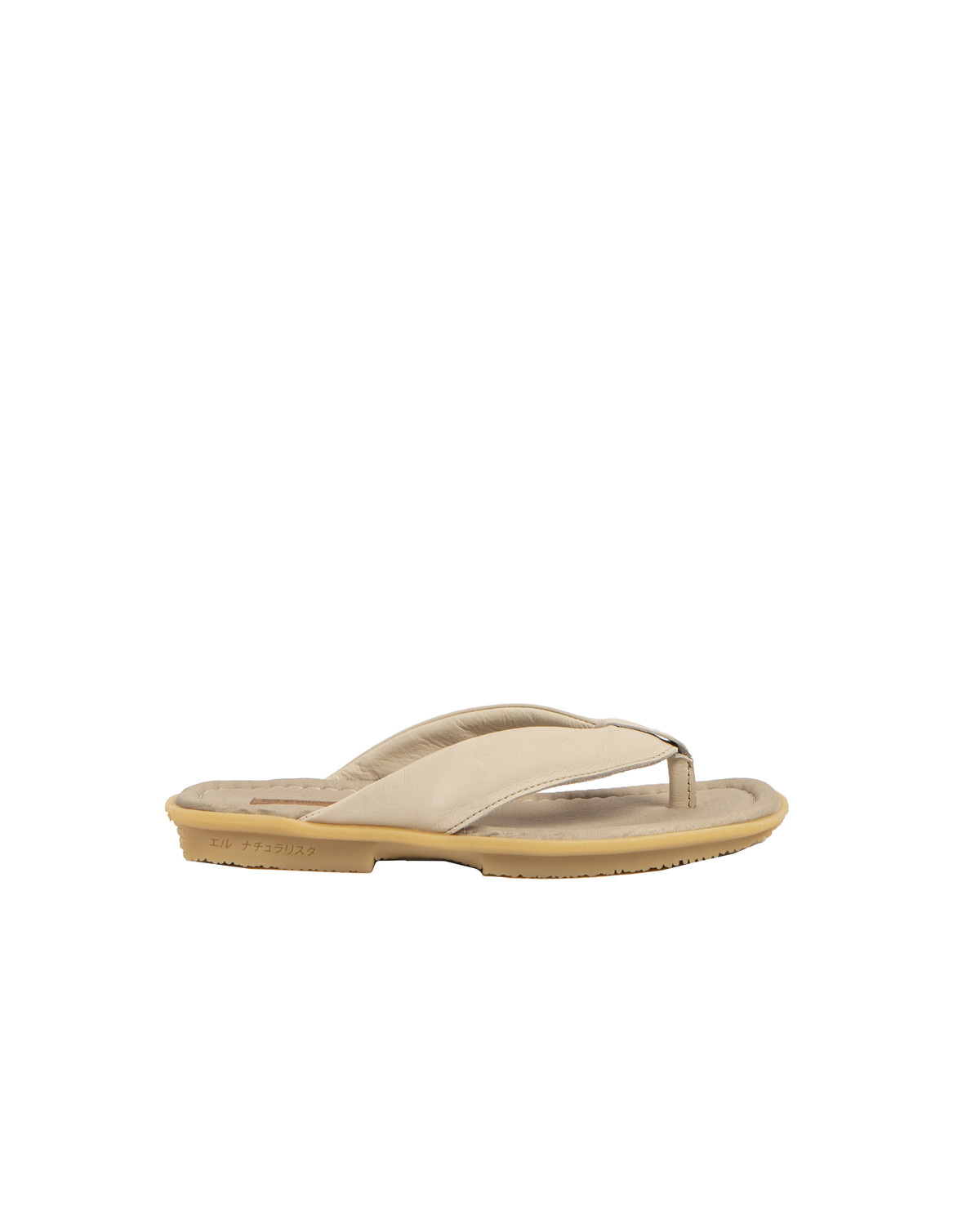 Tongs en cuir talon plat - Beige - El naturalista