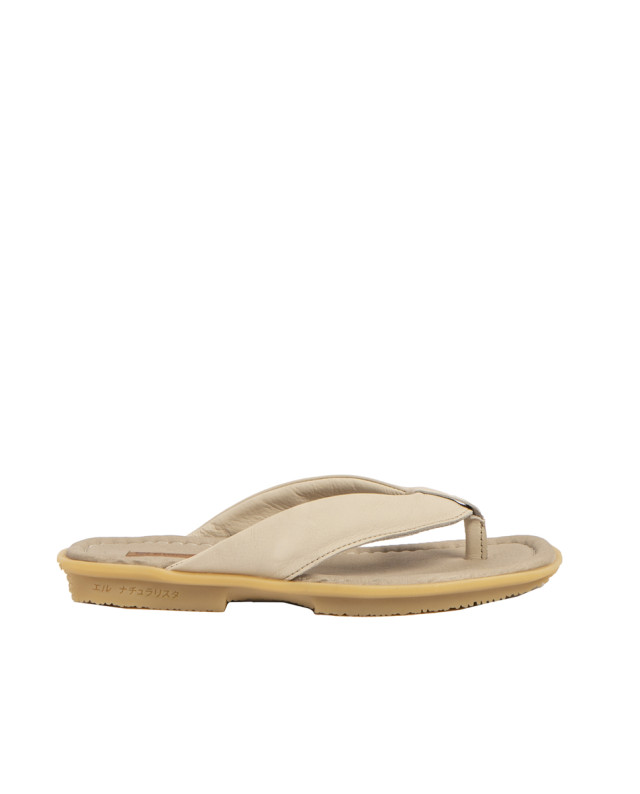 Tongs en cuir talon plat - Beige - El naturalista