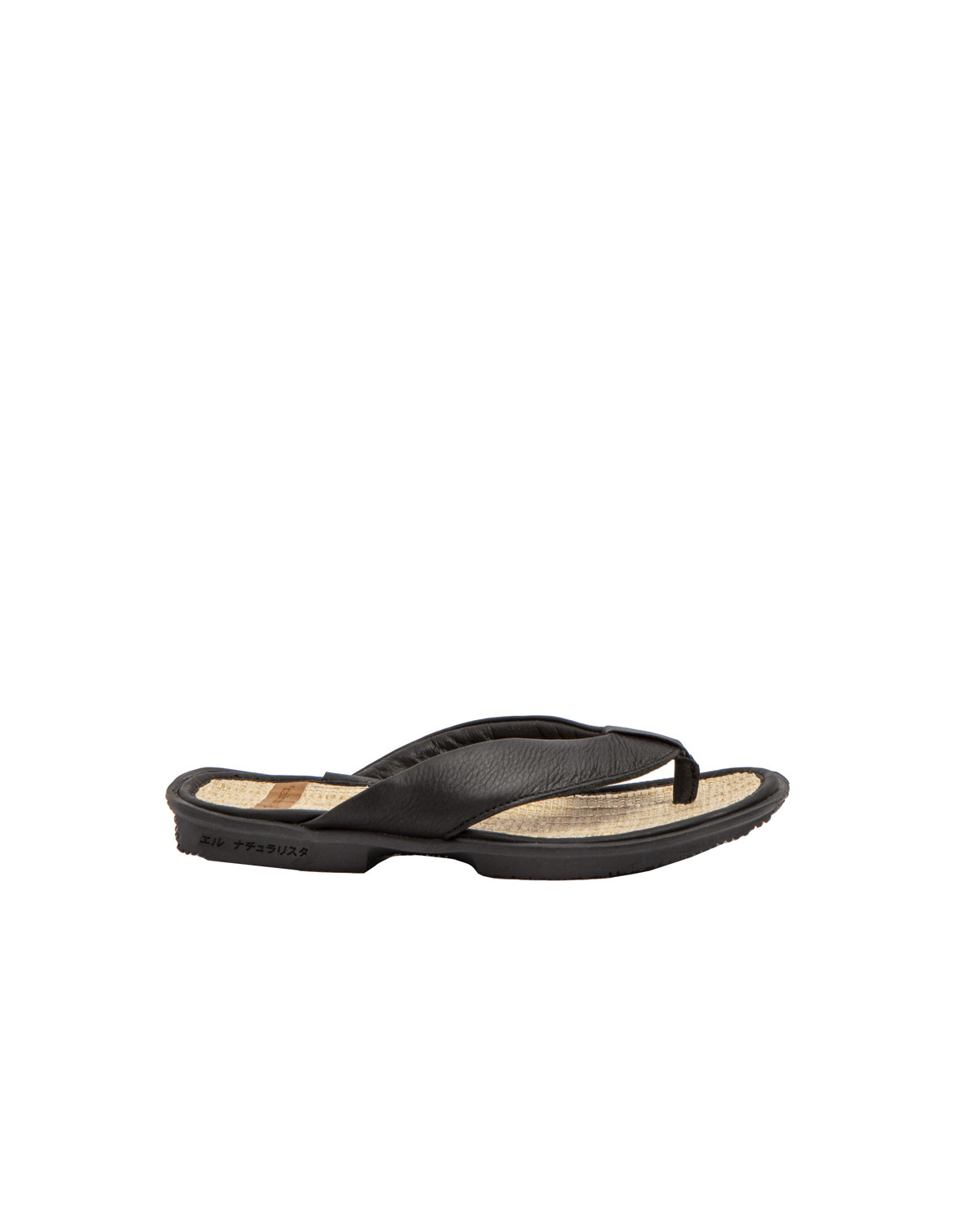 Tongs en cuir talon plat - Noir - El naturalista