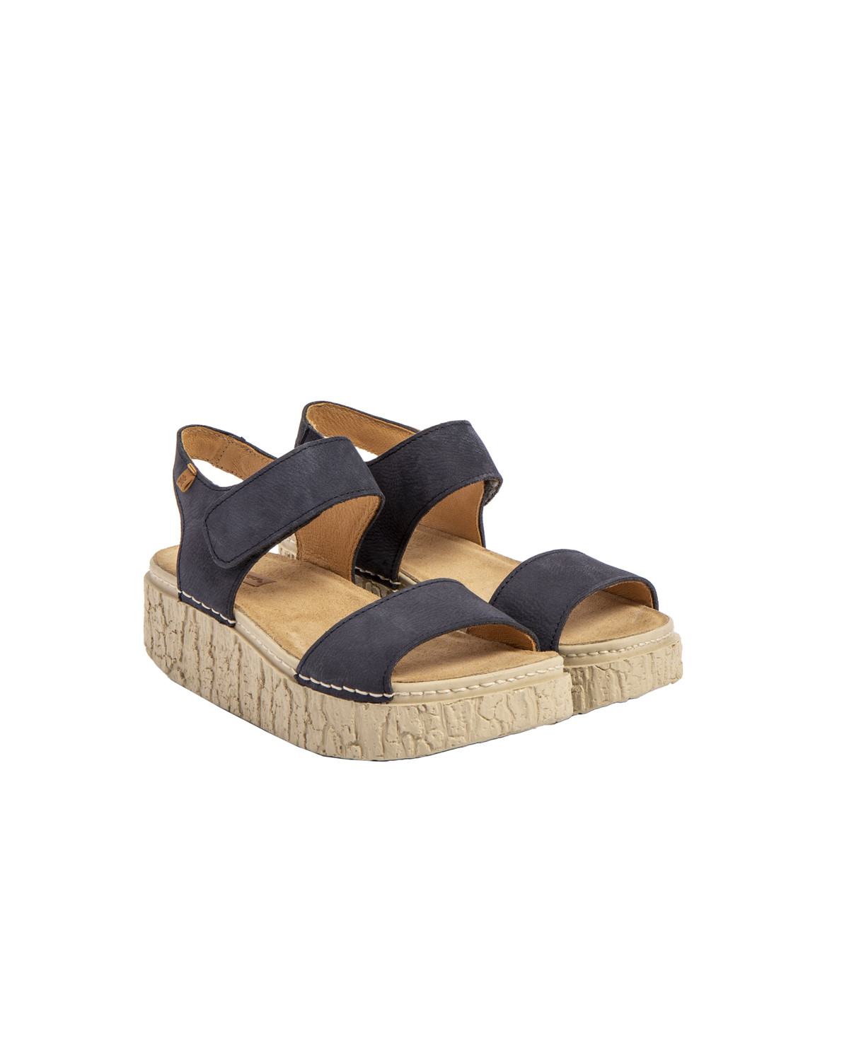 Sandales confortables à plateforme en cuir - Bleu - El naturalista
