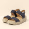 Sandales confortables à plateforme en cuir - Bleu - El naturalista