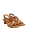 Sandales confortables en cuir tréssé à petit talon - Marron - El naturalista