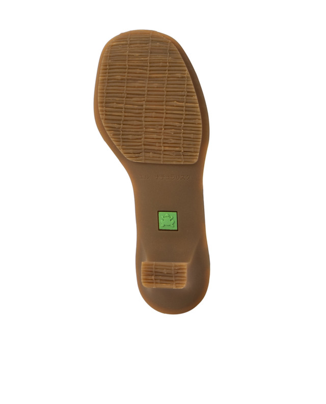 Sandales confortables en cuir tréssé à petit talon - Vert - El naturalista