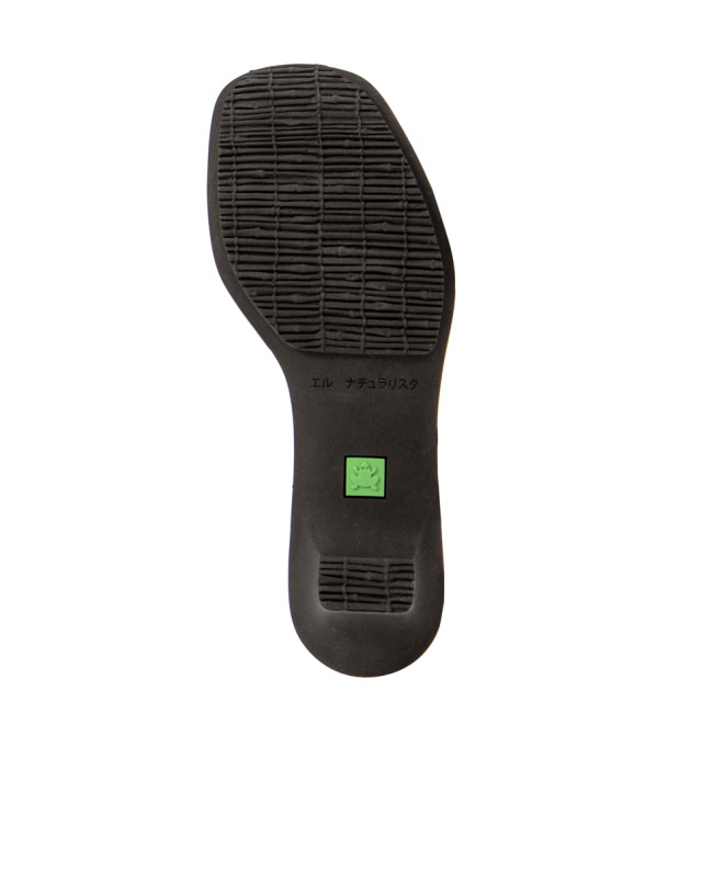 Sandales confortables en cuir à petit talon - Noir - El naturalista