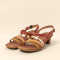 Sandales confortables en cuir à petit talon - Orange - El naturalista