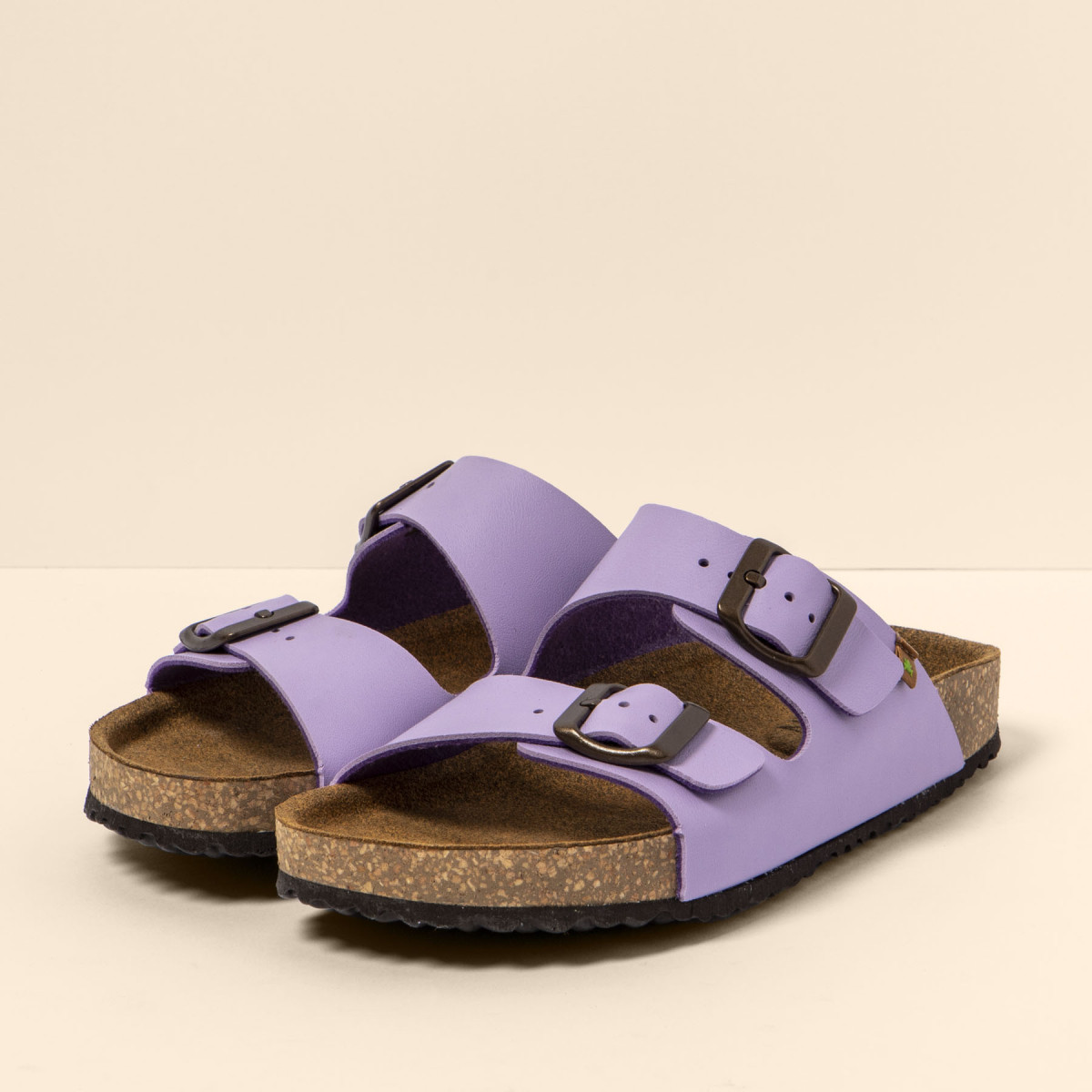 Mules à brides en cuir biologique - Violet - El naturalista