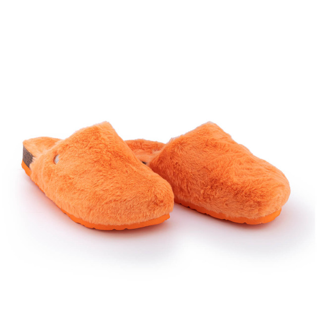 Sabots en fausse fourrure type chaussons - Orange - Futti