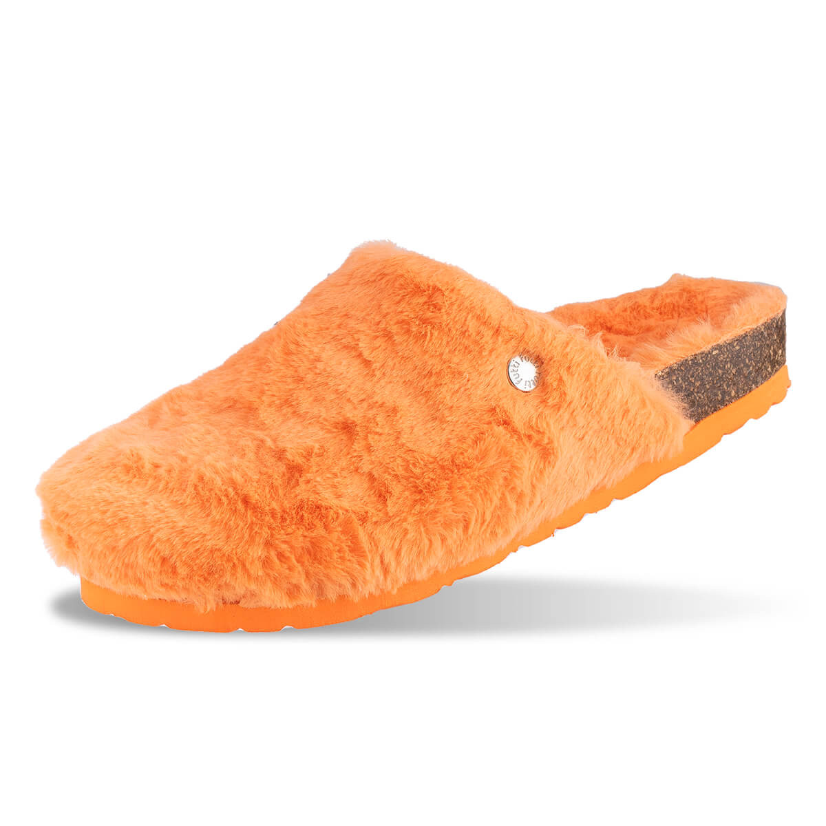 Sabots en fausse fourrure type chaussons - Orange - Futti