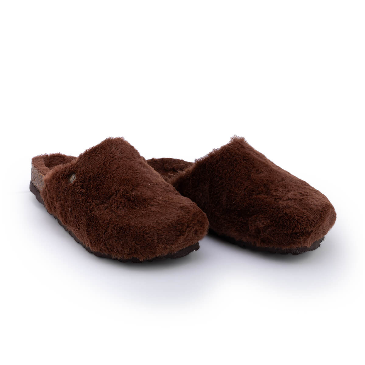 Sabots en fausse fourrure type chaussons - Marron - Futti