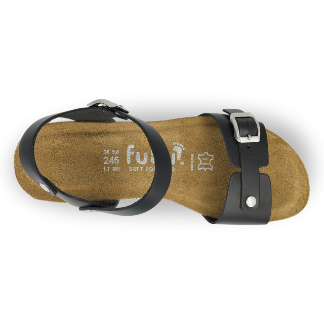 Sandales confortables compensées à talon en liège - Noir - Futti