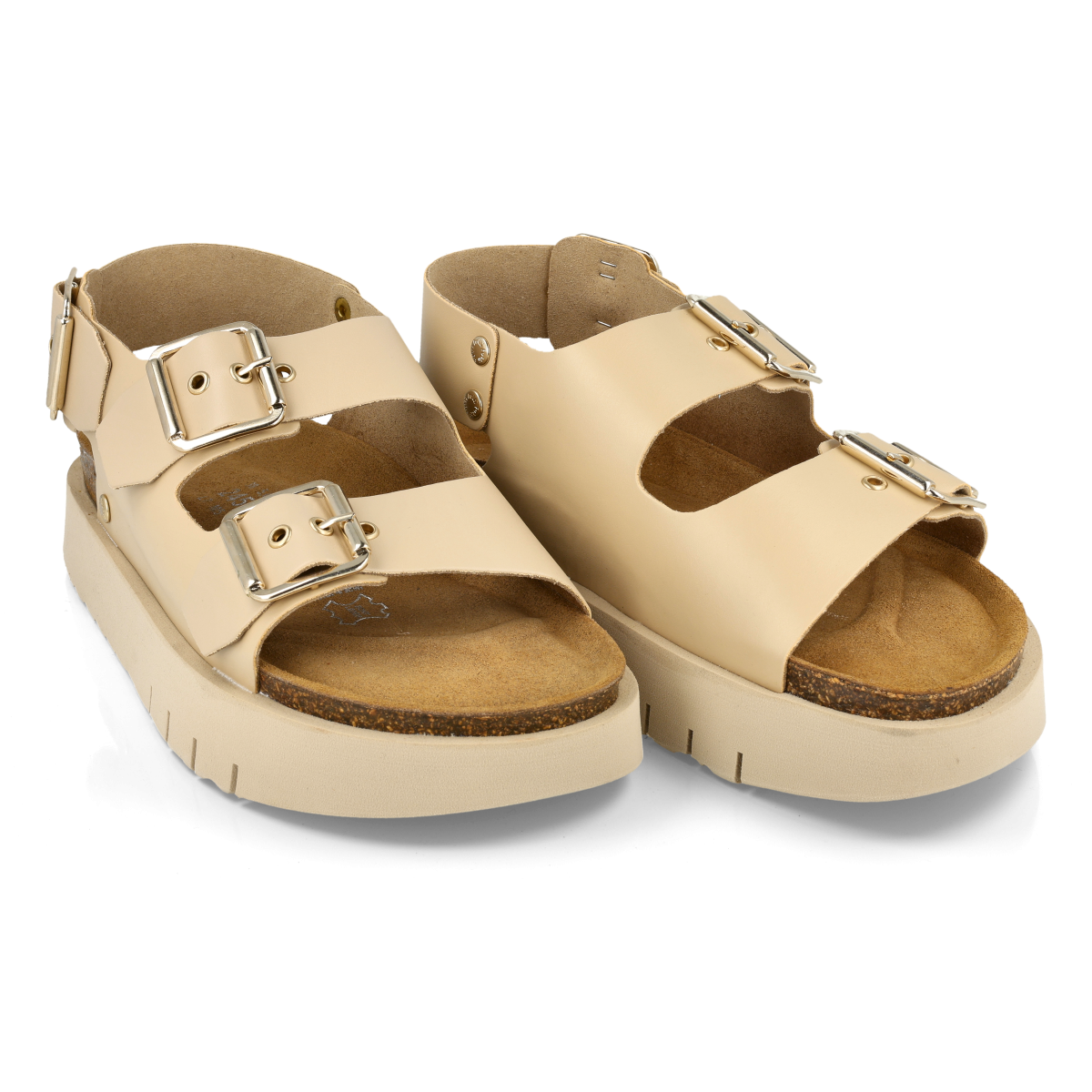 Sandales confortables compensées à boucles - Beige - Futti