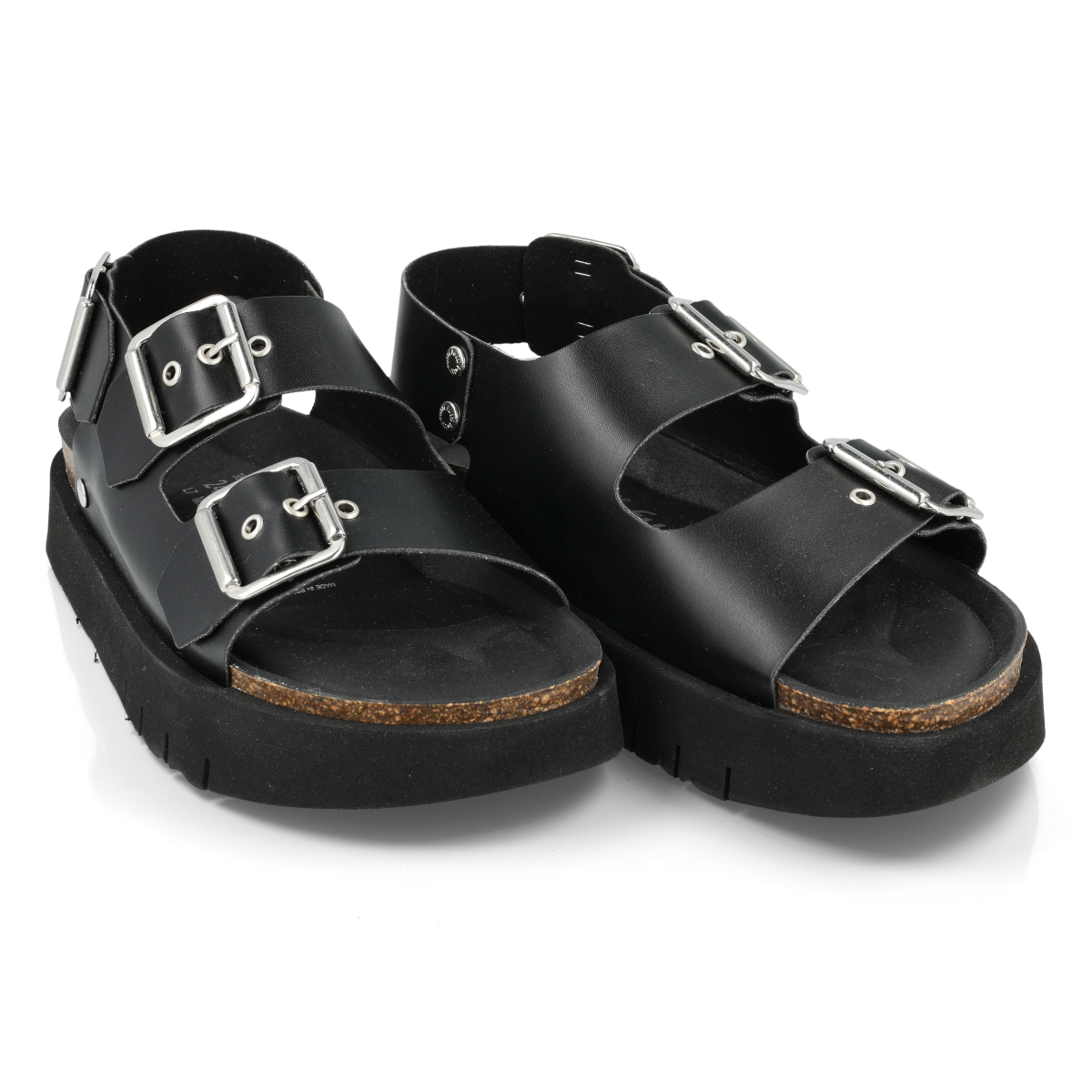 Sandales confortables compensées à boucles - Noir - Futti