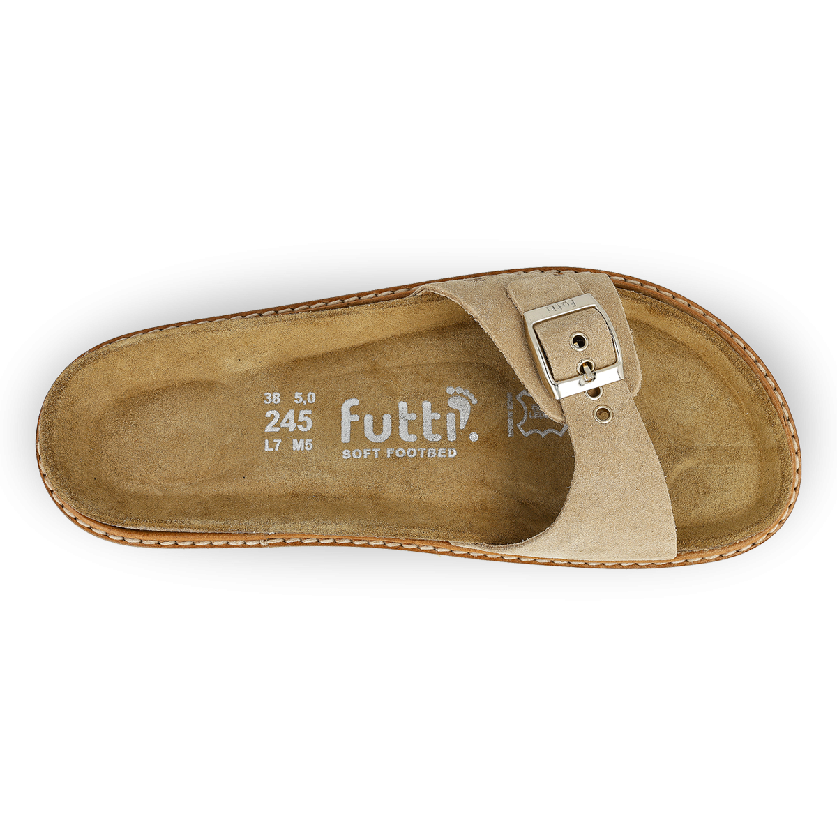 Mules plates en cuir doux pastel - Taupe - Futti