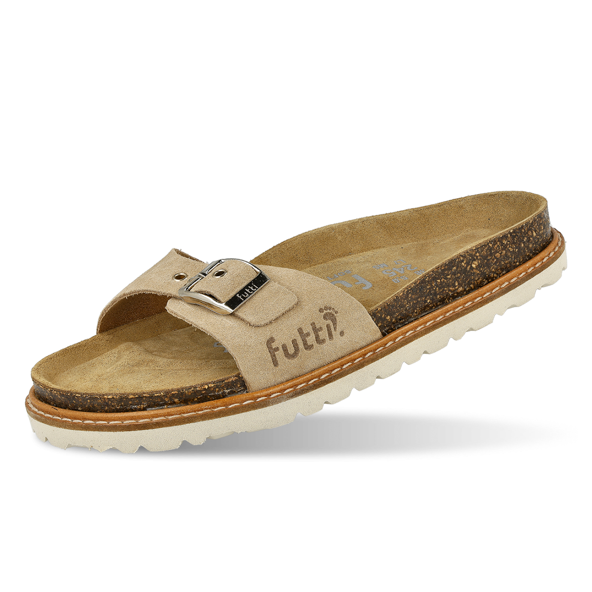 Mules plates en cuir doux pastel - Taupe - Futti