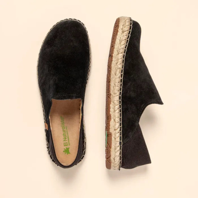 Espadrilles en daim à semelle jute - Noir - El naturalista