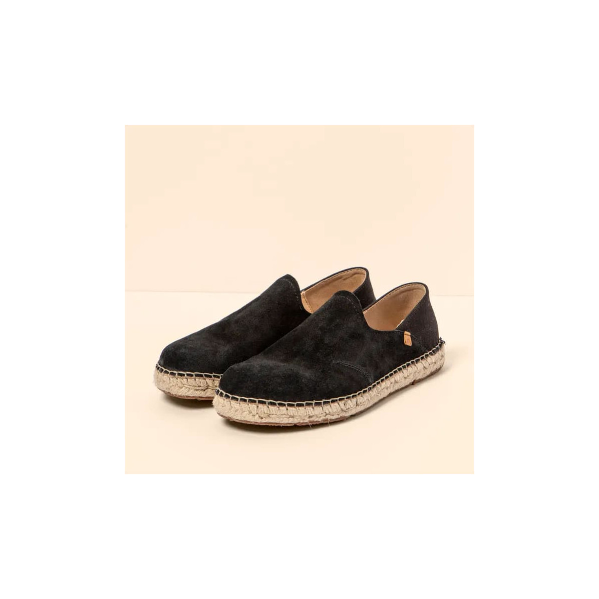 Espadrilles en daim à semelle jute - Noir - El naturalista