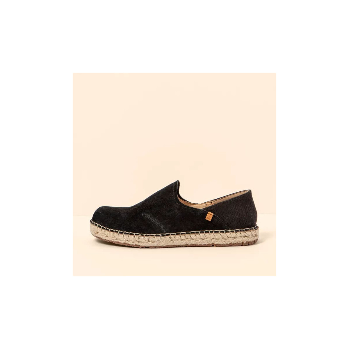 Espadrilles en daim à semelle jute - Noir - El naturalista