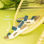 Sandales en cuir plates doubles scratchs - Multicolor - art