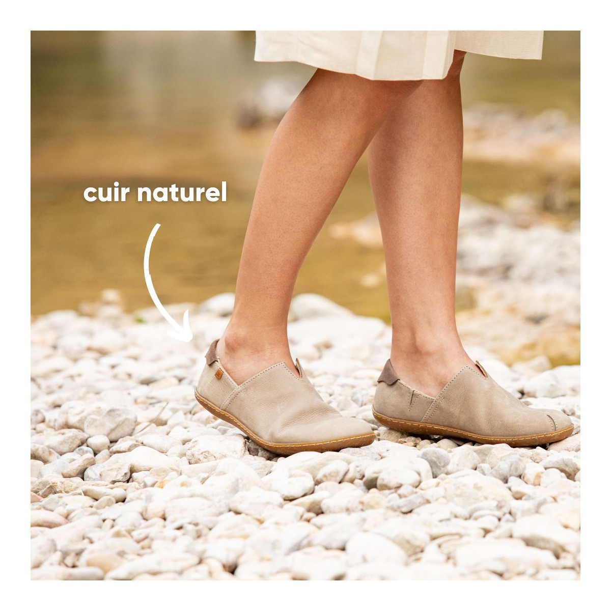 Chaussures confort en cuir naturel et semelles recyclées - Gris - El naturalista