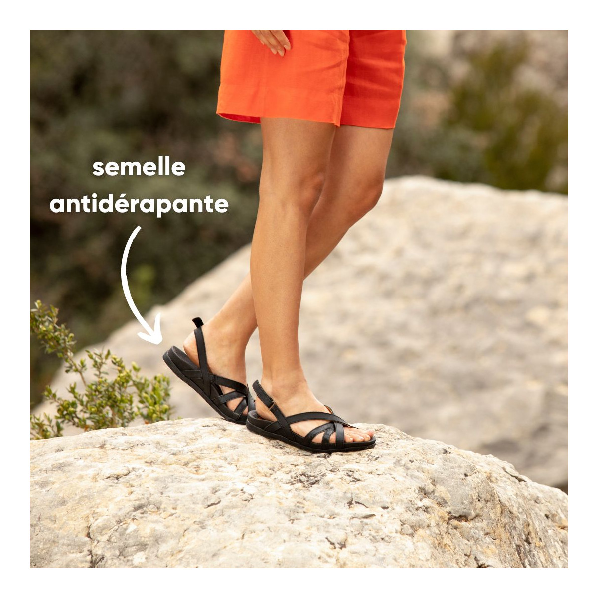 Sandales confortables plates en cuir à semelles ultra confort - Noir - El naturalista