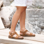 Sandales confortables plates vegan à semelle recyclée - Marron - El naturalista