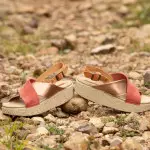 Sandales compensées en cuir torsadé - Rose - El naturalista