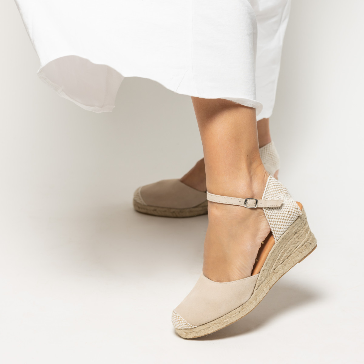 Espadrilles compensées en jute - Beige - Marila