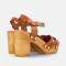 Sandales confortables à talon bottier en cuir - Marron - Marila
