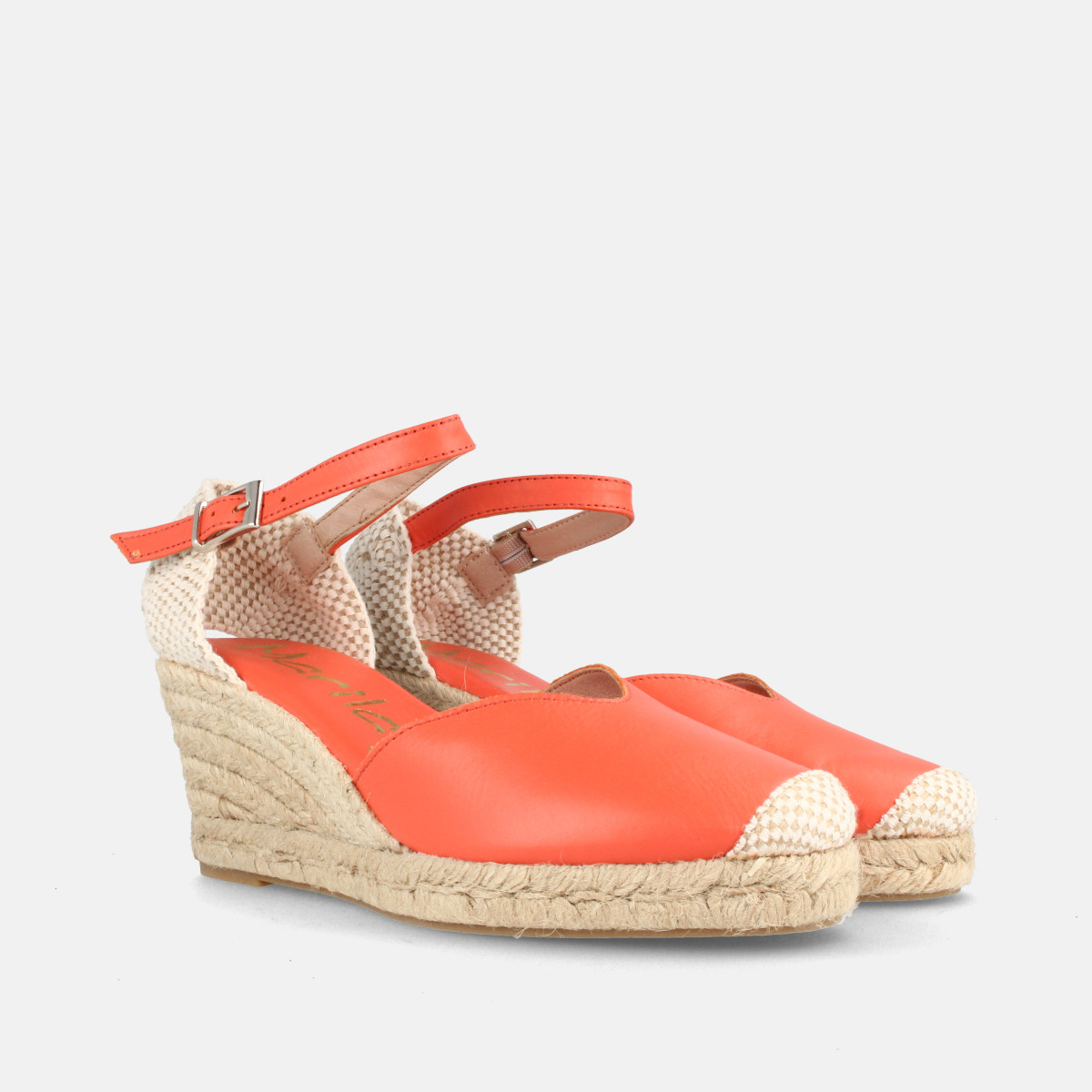 Espadrilles compensées en jute - Orange - Marila