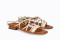 Sandales confortables plates lacées en cuir - Beige - Lince