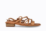 Sandales confortables plates lacées en cuir - Marron - Lince