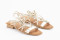 Sandales confortables plates lacées en cuir - Doré - Lince
