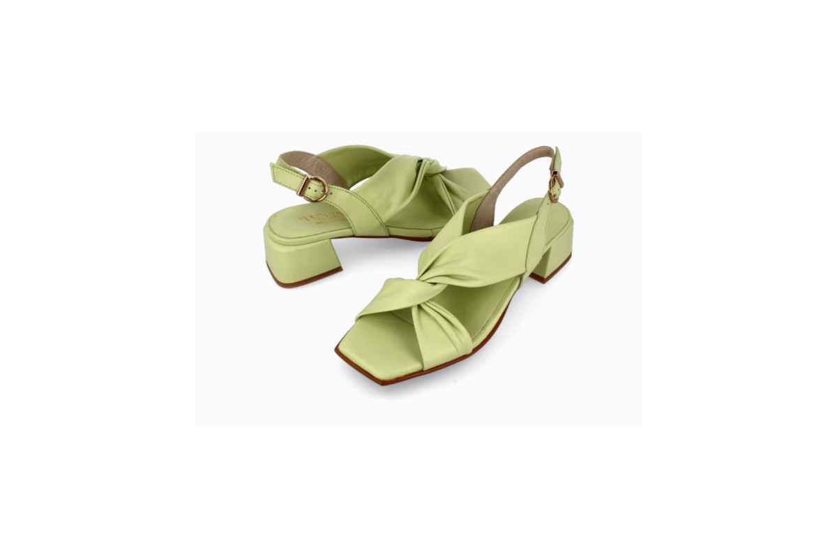 Sandales confortables à talon carré à brides croisées - Vert - Lince