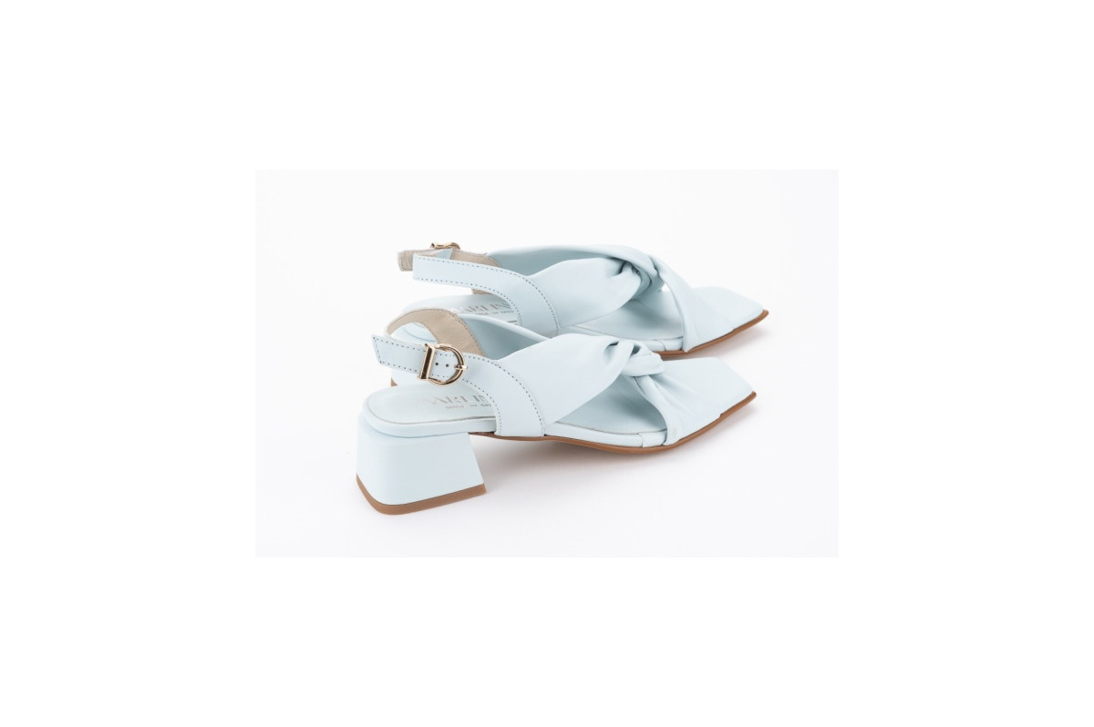 Sandales à talon carré à brides croisées - Bleu - Lince