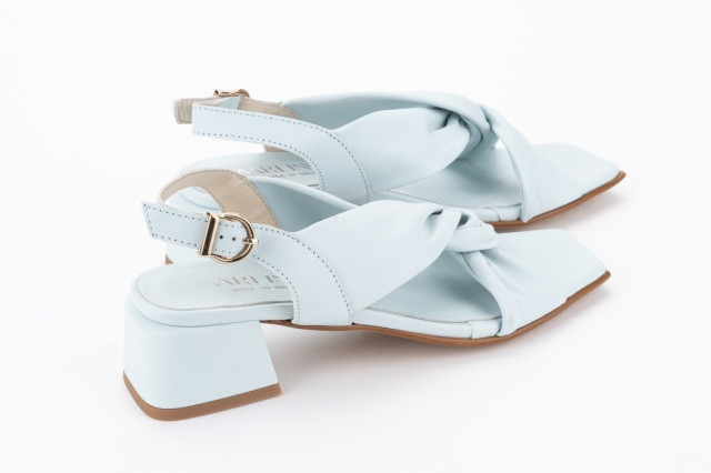 Sandales à talon carré à brides croisées - Bleu - Lince