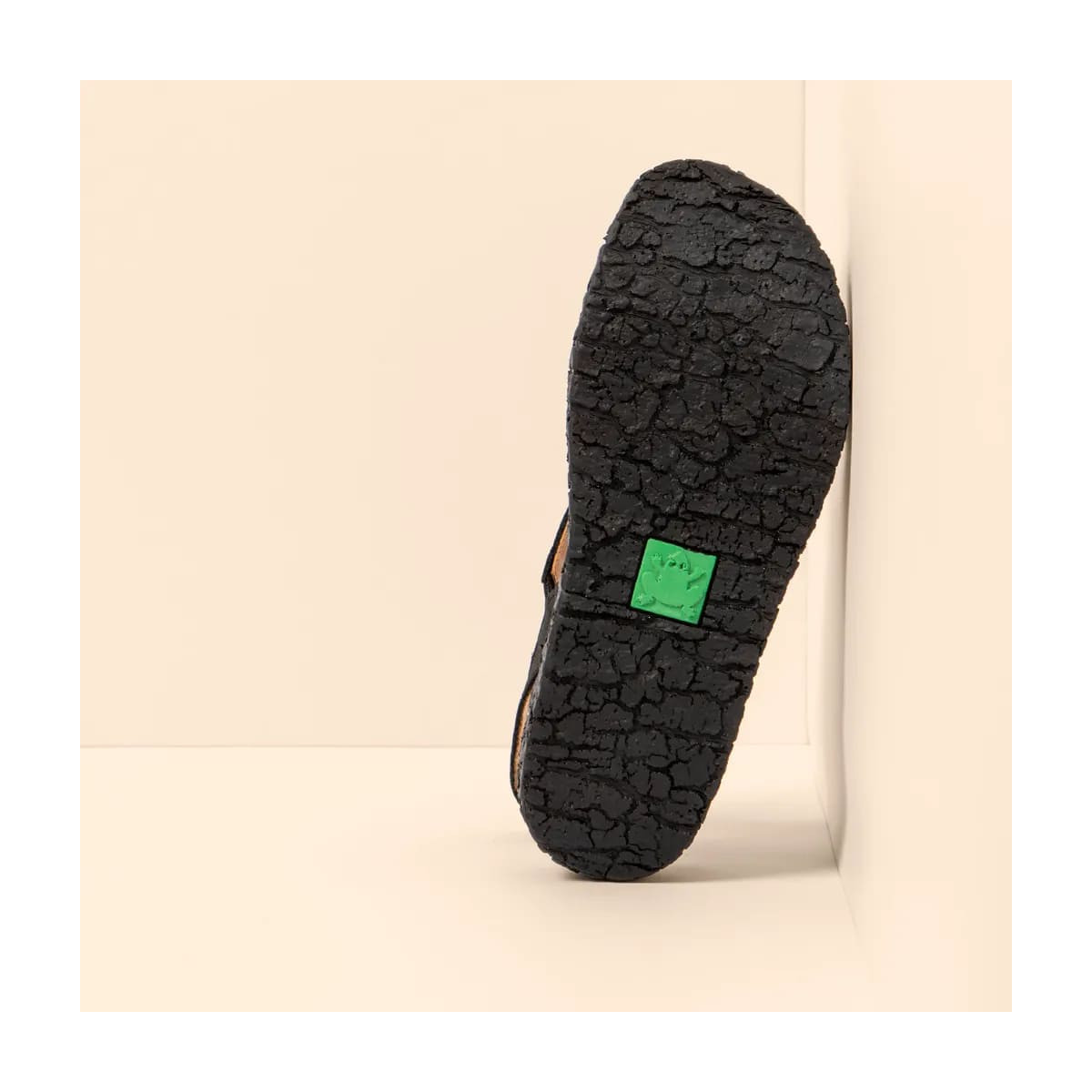 Sandales confortables compensées en cuir suédé - Noir - El naturalista