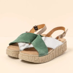 Sandales confortables compensées en cuir torsadé - Multicolore - El naturalista