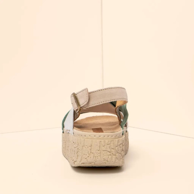 Sandales confortables compensées en cuir torsadé - Multicolore - El naturalista