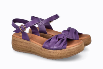 Sandales confortables compensées bride nouée - Violet - Lince