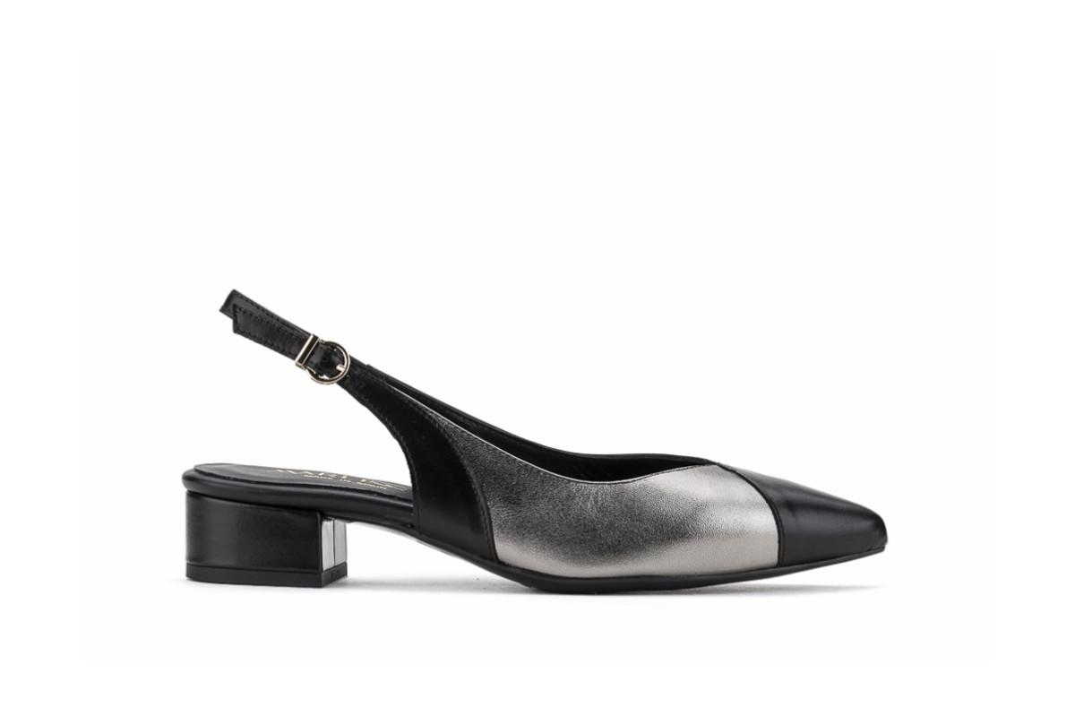 Escarpins confortables en cuir bicouleurs - Noir - Lince