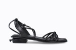 Sandales confortables plates lacées en cuir - Noir - Lince