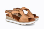 Sandales confortables compensées à brides croisées en cuir - Marron - Lince