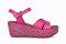 Sandales confortables compensées en cuir à talon en rafia - Rose - Lince