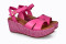 Sandales confortables compensées en cuir à talon en rafia - Rose - Lince
