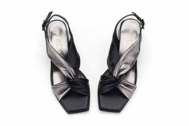Sandales confortables à talon carré à brides croisées - Noir - Lince