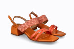 Sandales confortables à petit talon bride rafia - Orange - Lince